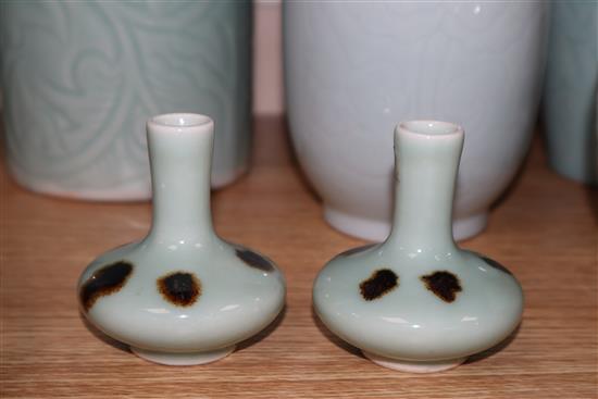 A group of Chinese celadon and monochrome vases, bowls and dishes, 19th / 20th century tallest 29.5cm